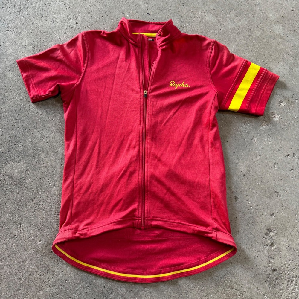 Rapha Country Jersey Mens Medium Red Merino Wool Blend Cycling Full Zip Shirt